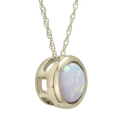 Lab-Created Opal Pendant With Round Shape In 10K Yellow Gold