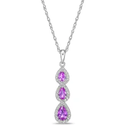 Lab-Created Pink Sapphire And Lab-Created White Sapphire Pendant In Sterling Silver