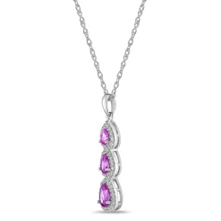 Lab-Created Pink Sapphire And Lab-Created White Sapphire Pendant In Sterling Silver