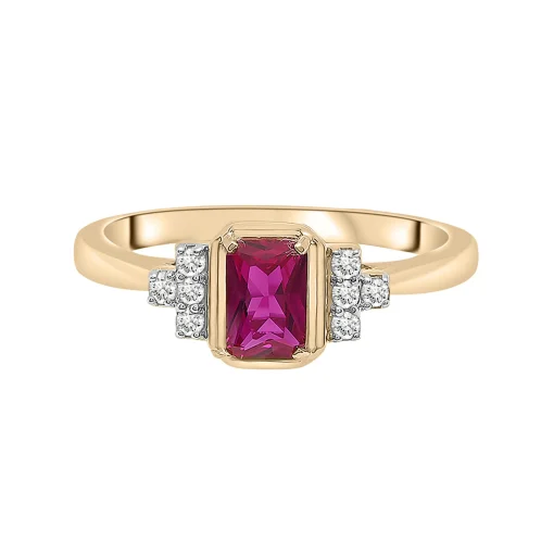 Lab-Created Ruby And Lab-Created White Sapphire Vintage Ring In Vermeil
