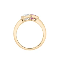 Lab-Created Ruby And Lab-Created White Sapphire Two-Stone Ring In Vermeil