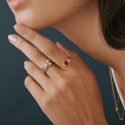 Lab-Created Ruby And Lab-Created White Sapphire Vintage Ring In Vermeil