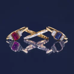 Lab-Created Ruby And Lab-Created White Sapphire Vintage Ring In Vermeil