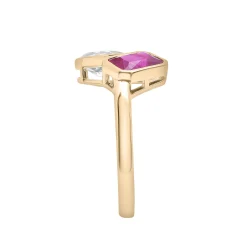 Lab-Created Ruby And Lab-Created White Sapphire Two-Stone Ring In Vermeil