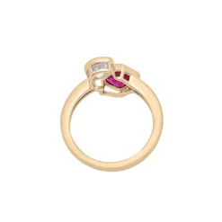 Lab-Created Ruby And Lab-Created White Sapphire Two-Stone Ring In Vermeil