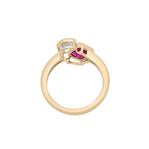 Lab-Created Ruby And Lab-Created White Sapphire Two-Stone Ring In Vermeil