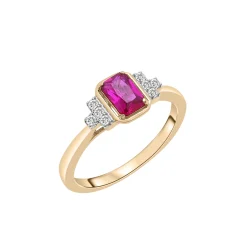 Lab-Created Ruby And Lab-Created White Sapphire Vintage Ring In Vermeil