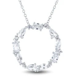Lab-Created White Sapphire Pendant In Sterling Silver