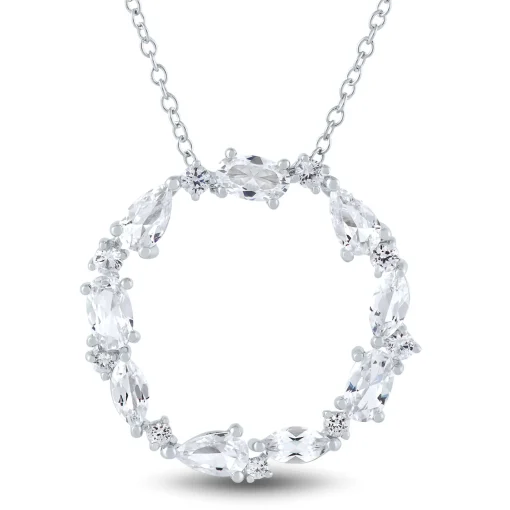 Lab-Created White Sapphire Pendant In Sterling Silver