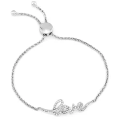 Lab-Created White Sapphire Love Bolo Bracelet In Sterling Silver