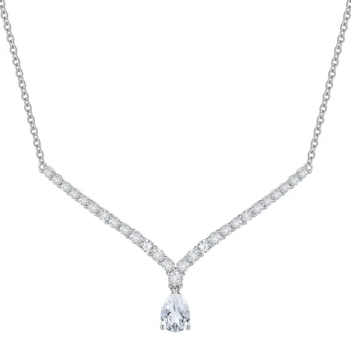 Lab-Created White Sapphire Necklace In Sterling Silver