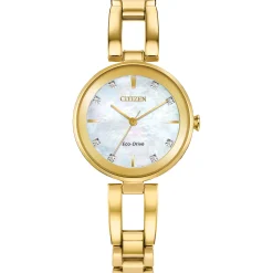 Ladies' Diamond Dial Watch In Ion-Plated Yellow Gold-Tone