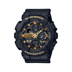 Ladies G-Shock Black Resin Watch With Yellow Gold-Tone Accent