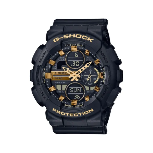 Ladies G-Shock Black Resin Watch With Yellow Gold-Tone Accent