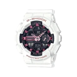 Ladies G-Shock White Resin Watch With Pink Accent