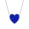 Lapis And Diamond Heart Necklace In Sterling Silver (1/4 Ct. Tw.)