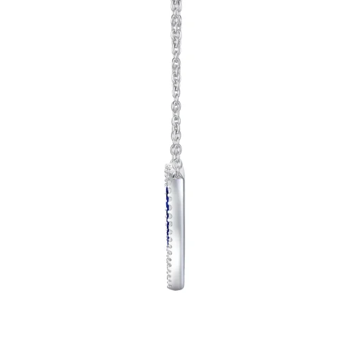 Lapis And Diamond Heart Necklace In Sterling Silver (1/4 Ct. Tw.)