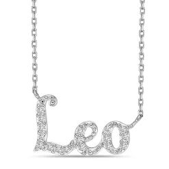 Leo Lab Created White Sapphire Necklace In Sterling Silver