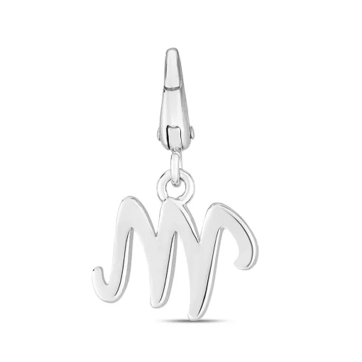 Letter M Charm In Sterling Silver