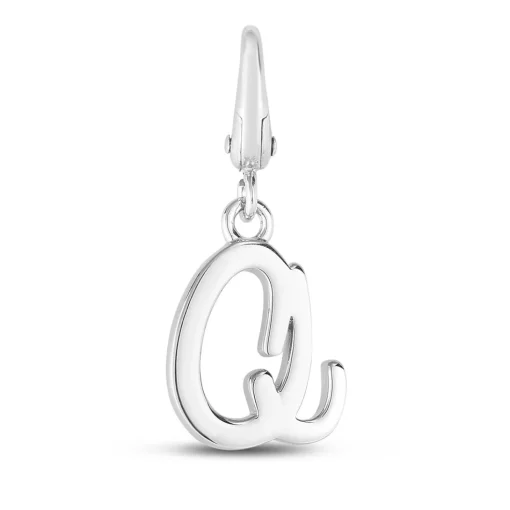 Letter Q Charm In Sterling Silver