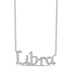 Libra Lab Created White Sapphire Necklace In Sterling Silver