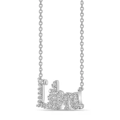 Libra Lab Created White Sapphire Necklace In Sterling Silver