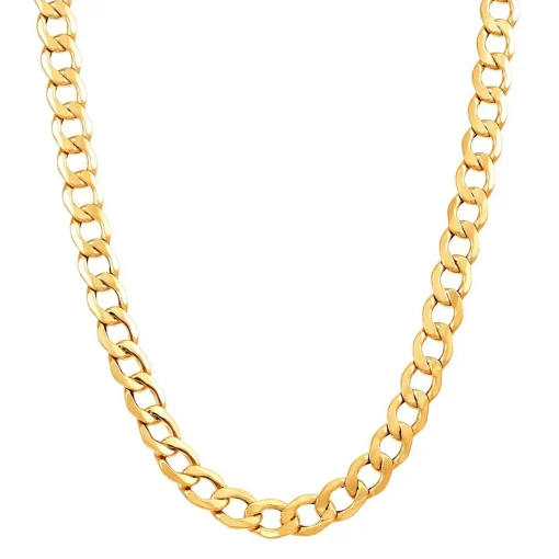 Light Beveled Curb Chain In 14K Yellow Gold, 24"