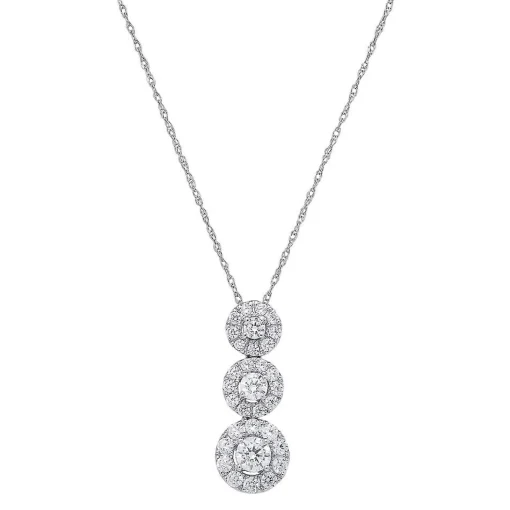 Light Heart® 3/4 Ct. Tw. Lab Grown Diamond Three-Stone Pendant In 14K White Gold
