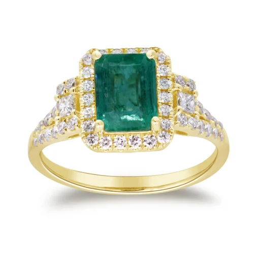 Limited Edition Emerald-Cut Emerald & Diamond Ring In 14K Yellow Gold (1/2 Ct. Tw.)