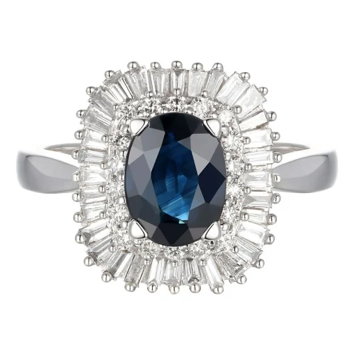 Limited Edition Sapphire & 1/2 Ct. Tw. Diamond Ring In 14K White Gold