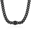 Link Necklace With Black Diamonds In Matte Black Ion-Plated Stainless Steel, 13Mm, 20", (1/2 Ct. Tw.)