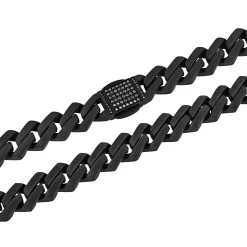 Link Necklace With Black Diamonds In Matte Black Ion-Plated Stainless Steel, 13Mm, 20", (1/2 Ct. Tw.)