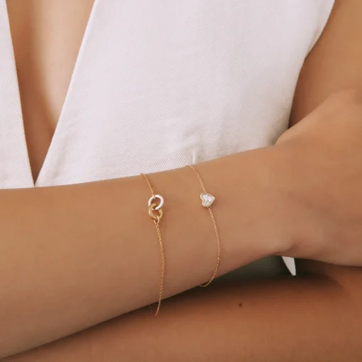 Linked Circle Bracelet In Sterling Silver And Vermeil
