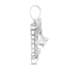 Lion Head Charm With Diamonds In Sterling Silver (1 Ct. Tw.)