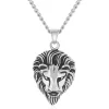 Lion Head Pendant With Curb Link Chain In Stainless Steel