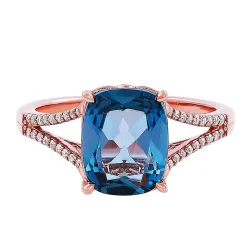 London Blue Topaz & 1/10 Ct. Tw. Diamond Ring In 10K Rose Gold