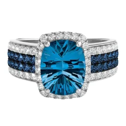 London Blue Topaz & 3/4 Ct. Tw. Diamond Ring In 14K White Gold