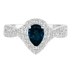 London Blue Topaz & 1/3 Ct. Tw. Diamond Ring In 10K White Gold