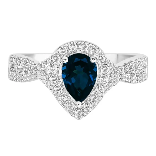 London Blue Topaz & 1/3 Ct. Tw. Diamond Ring In 10K White Gold