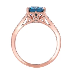 London Blue Topaz & 1/10 Ct. Tw. Diamond Ring In 10K Rose Gold