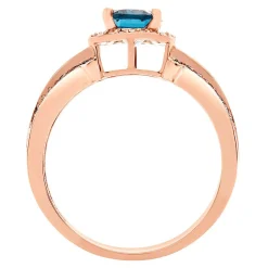 London Blue Topaz & 1/3 Ct. Tw. White & Blue Diamond Ring In 10K Rose Gold