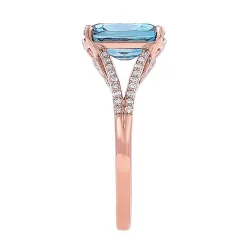 London Blue Topaz & 1/10 Ct. Tw. Diamond Ring In 10K Rose Gold