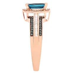 London Blue Topaz & 1/3 Ct. Tw. White & Blue Diamond Ring In 10K Rose Gold
