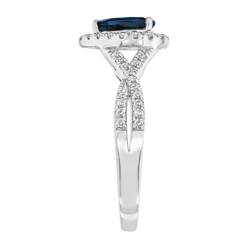 London Blue Topaz & 1/3 Ct. Tw. Diamond Ring In 10K White Gold