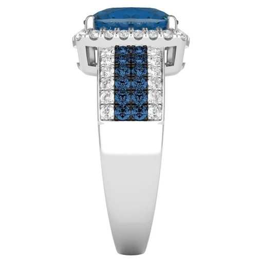 London Blue Topaz & 3/4 Ct. Tw. Diamond Ring In 14K White Gold