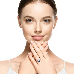 London Blue Topaz & 1/10 Ct. Tw. Diamond Ring In 10K Rose Gold