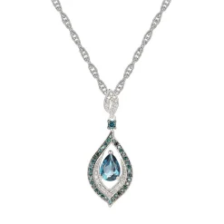 London Blue Topaz, 1/4 Ct. Tw. Blue & White Diamond Pendant In 10K White Gold