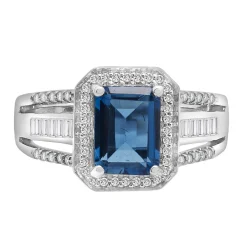 London Blue Topaz & Diamond Ring In Sterling Silver (1/4 Ct. Tw.)