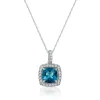 London Blue Topaz & White Sapphire Cushion-Cut Pendant In 14K White Gold