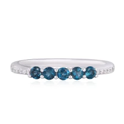 London Blue Topaz And Diamond Accent Stack Ring In 10K White Gold